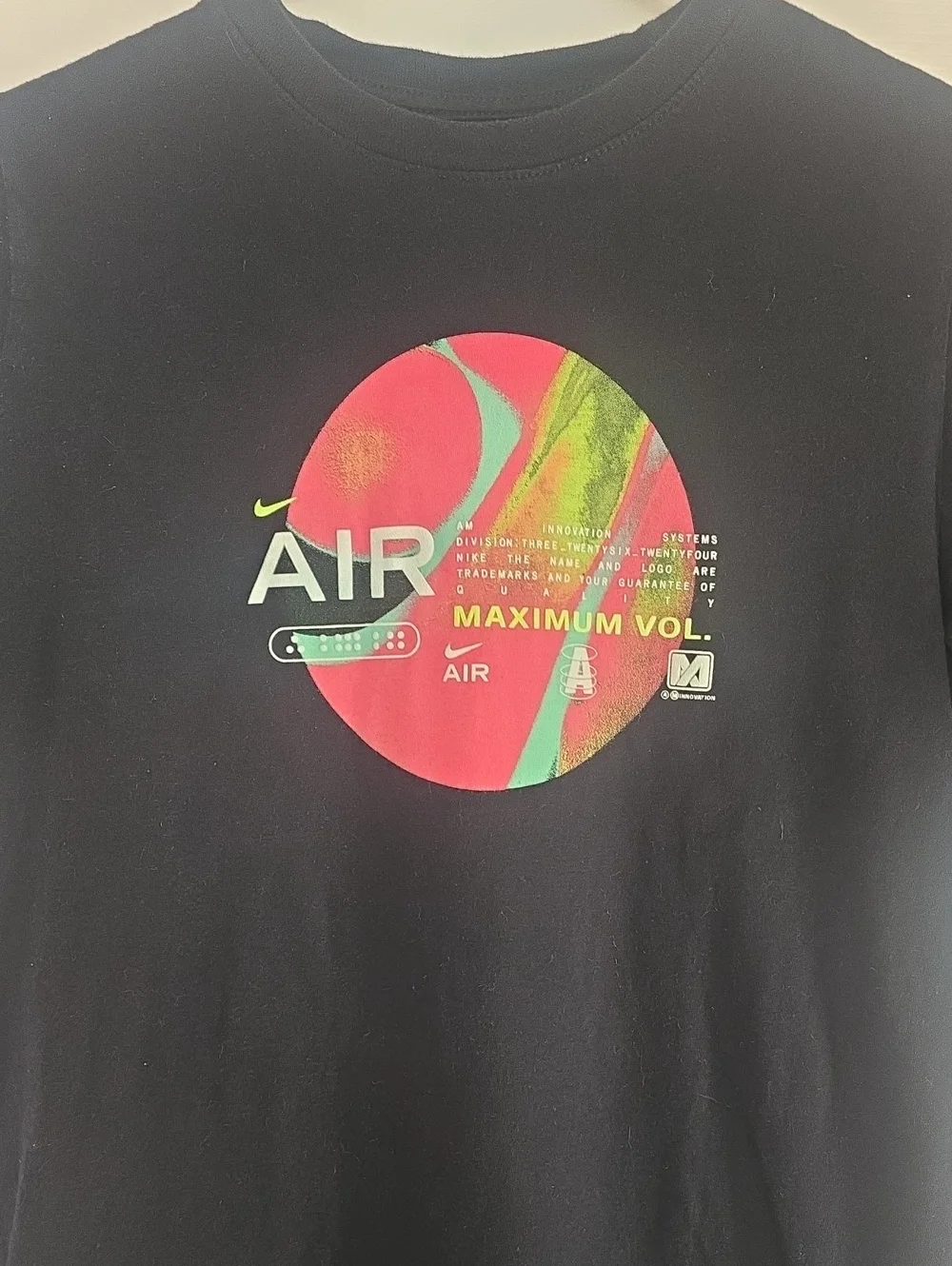 Nike Black Tee with Pink & Green Circular AIR Graphic